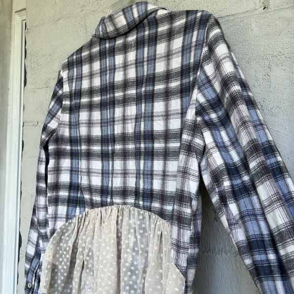 Anthropologie Holding Horses Willow Ridge Plaid Flannel Shirt W Swiss Dots Small - Picture 8 of 11